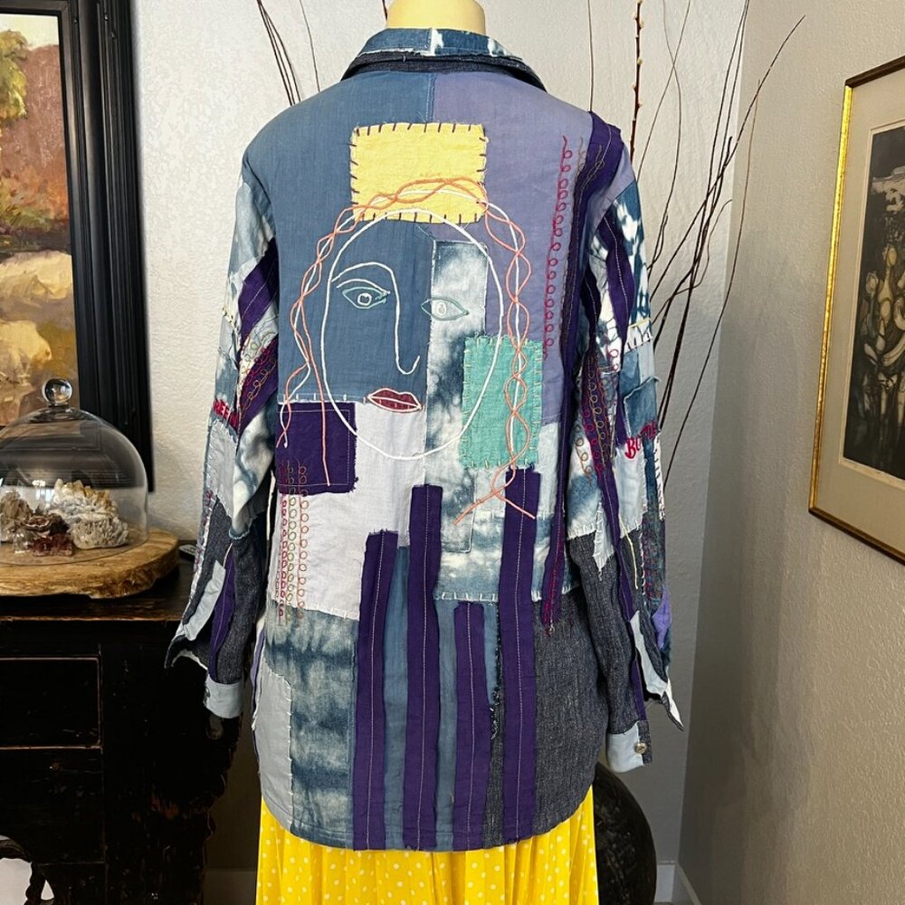 CANDY STARKMAN Art Asembled Long Sleeved Denim Shirt / Lightweight Jacket - Picture 3 of 7